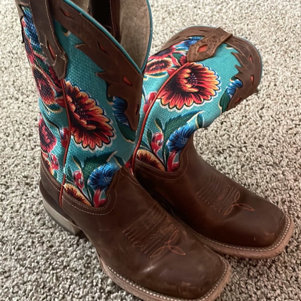 ARIAT FLORAL TEXTILE CIRCUIT CHAMPION COWGIRL BOOTS - SQUARE TOE